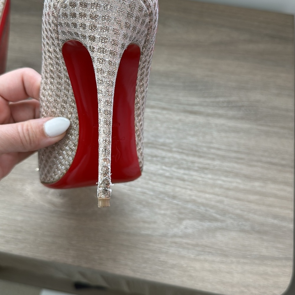 Christian Louboutin 100 Spikyshell Quadra Lurex Pump - Picture 3 of 8